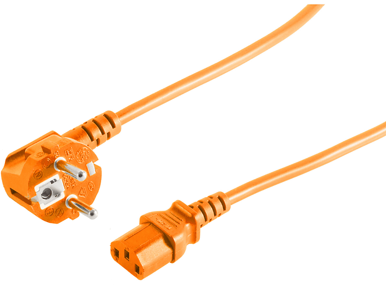 S/CONN MAXIMUM CONNECTIVITY Schutzkontakt 90°/Kaltgerätebuchse orange 3m Netzanschlusskabel