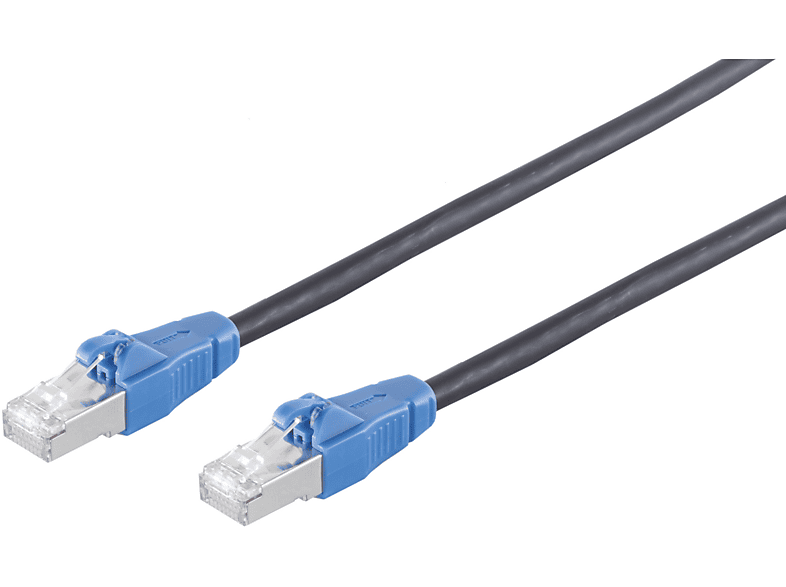 S/CONN MAXIMUM CONNECTIVITY Patchkabel CAT 6a easy pull, schwarz, Zertifiziert, 1,5m, Patchkabel RJ45, 0,50 m