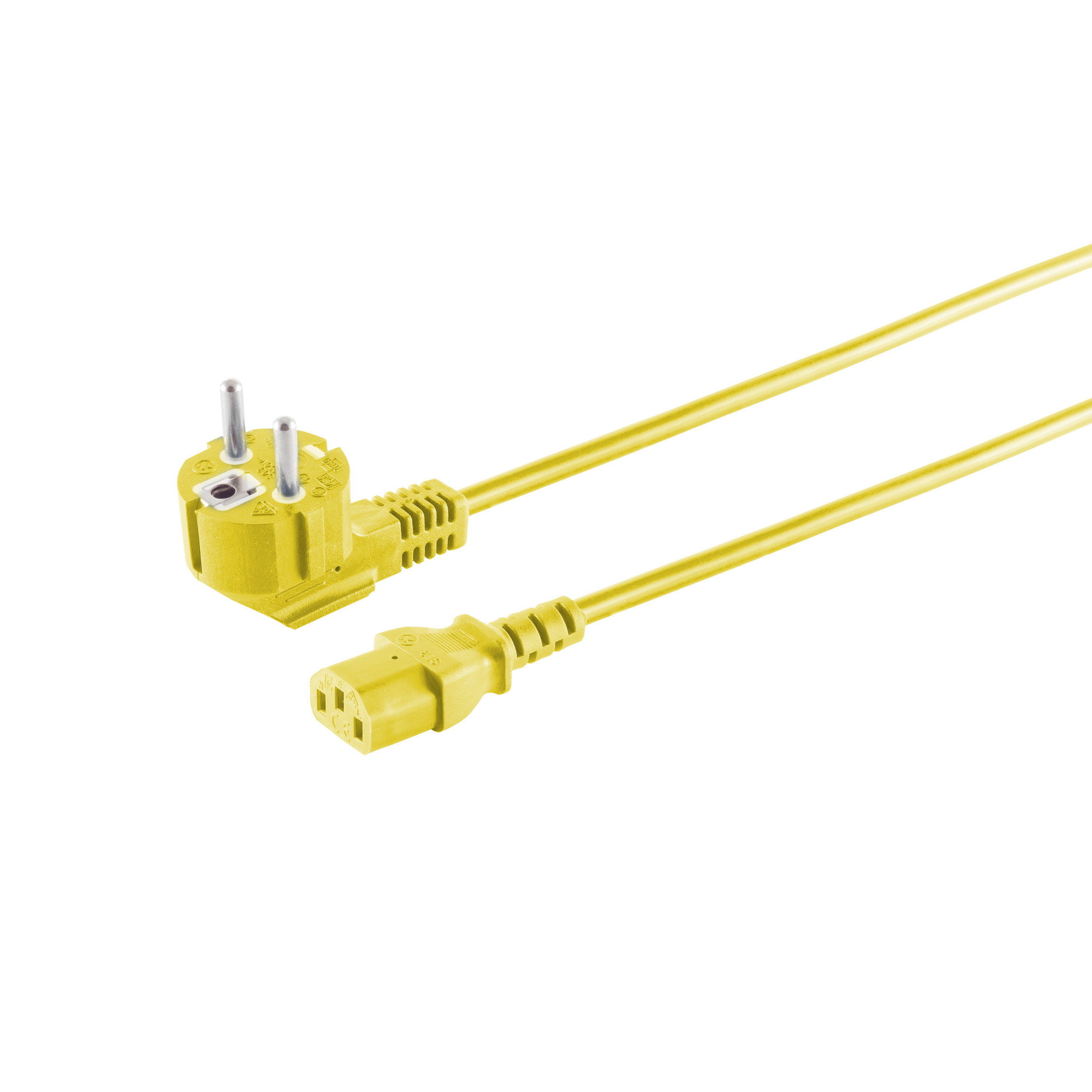 S/CONN MAXIMUM CONNECTIVITY Schutzkontakt 90°/Kaltgerätebuchse Netzanschlusskabel gelb 5m