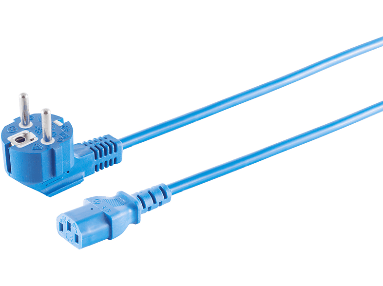 S/CONN MAXIMUM CONNECTIVITY Schutzkontakt 90°/Kaltgerätebuchse blau 3m Netzanschlusskabel