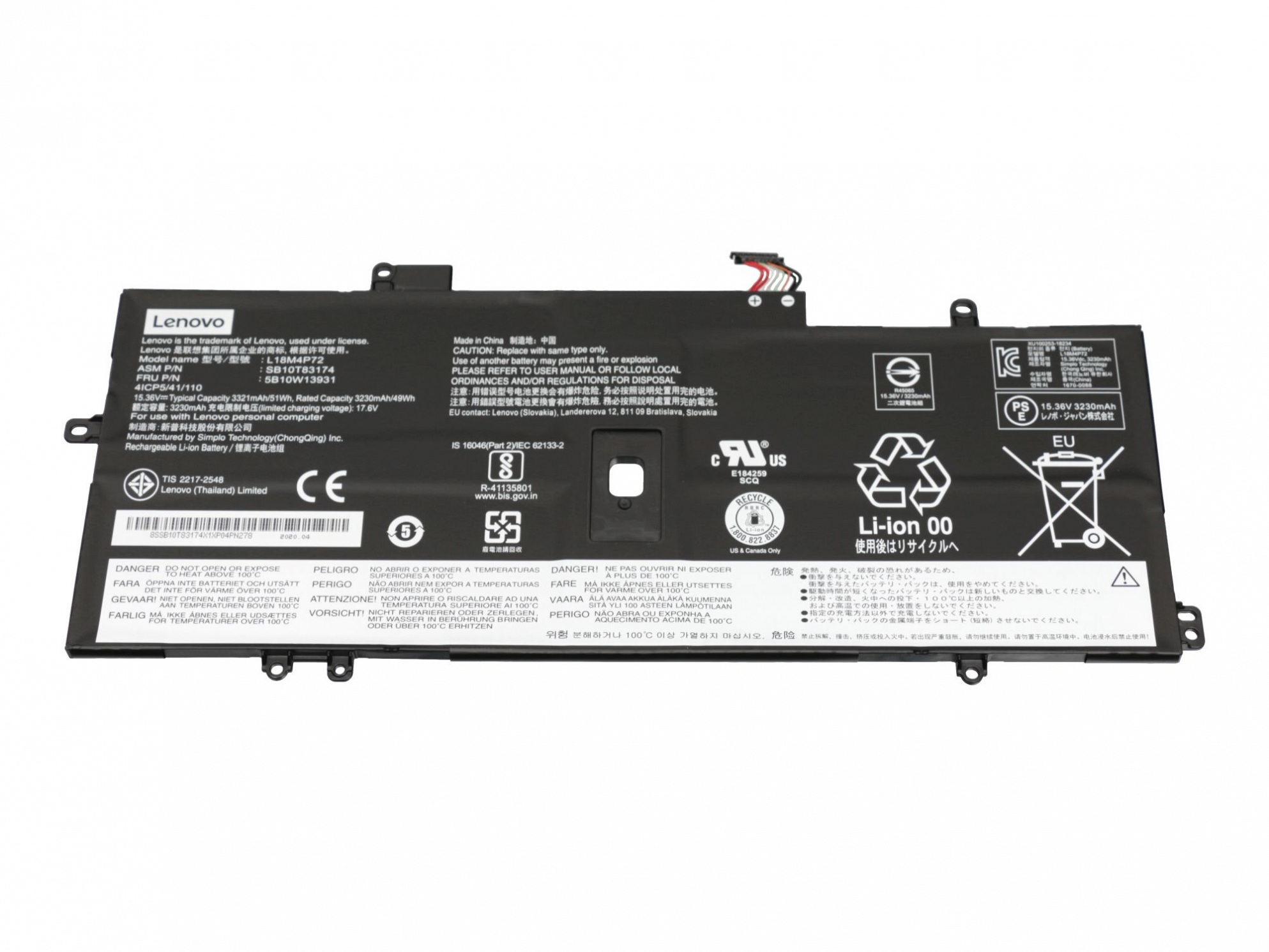 Akku, LENOVO Original 15.36 3321 mAh Li-Polymer L18L4P71 Volt,