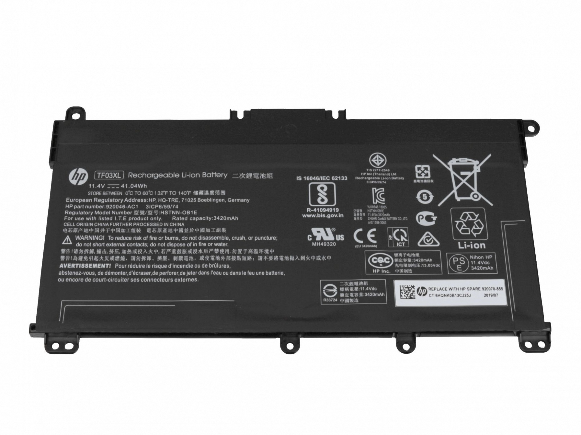 HP TF03XL Original Li-Polymer 3630 mAh Volt, 11.4 Akku