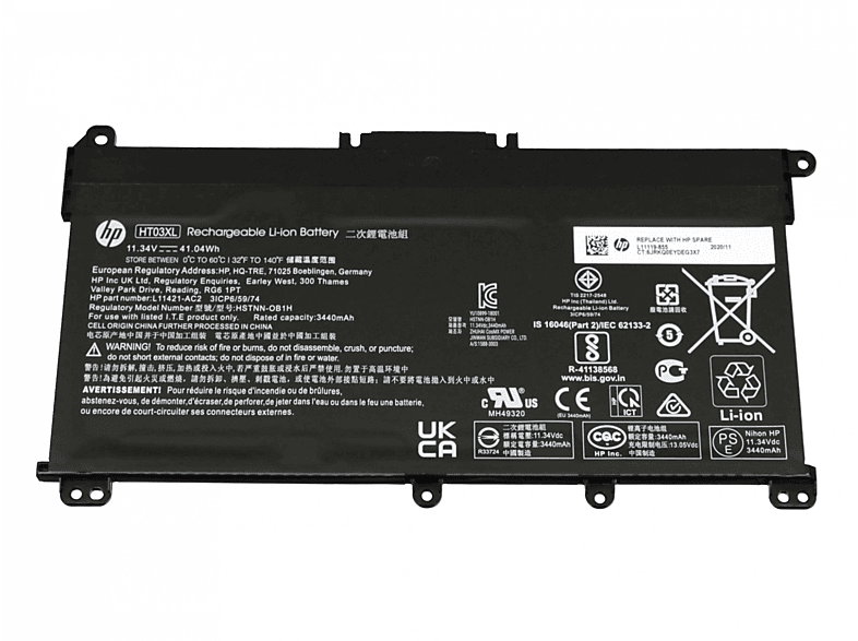 HP 5LM85AV Original HT03XL Li-Polymer Akku, 11.34 Volt, 3420 mAh