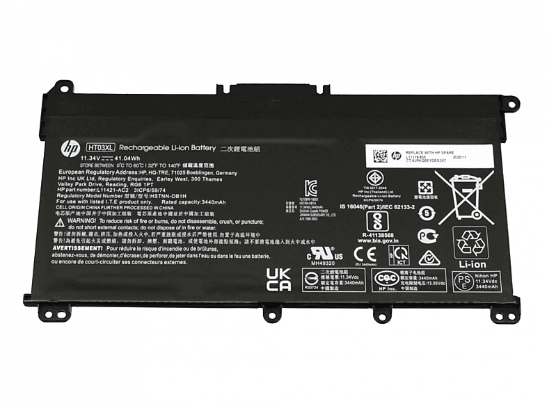 Li-Polymer 3420 Original 11.34 5LM85AV HP Volt, mAh HT03XL Akku,