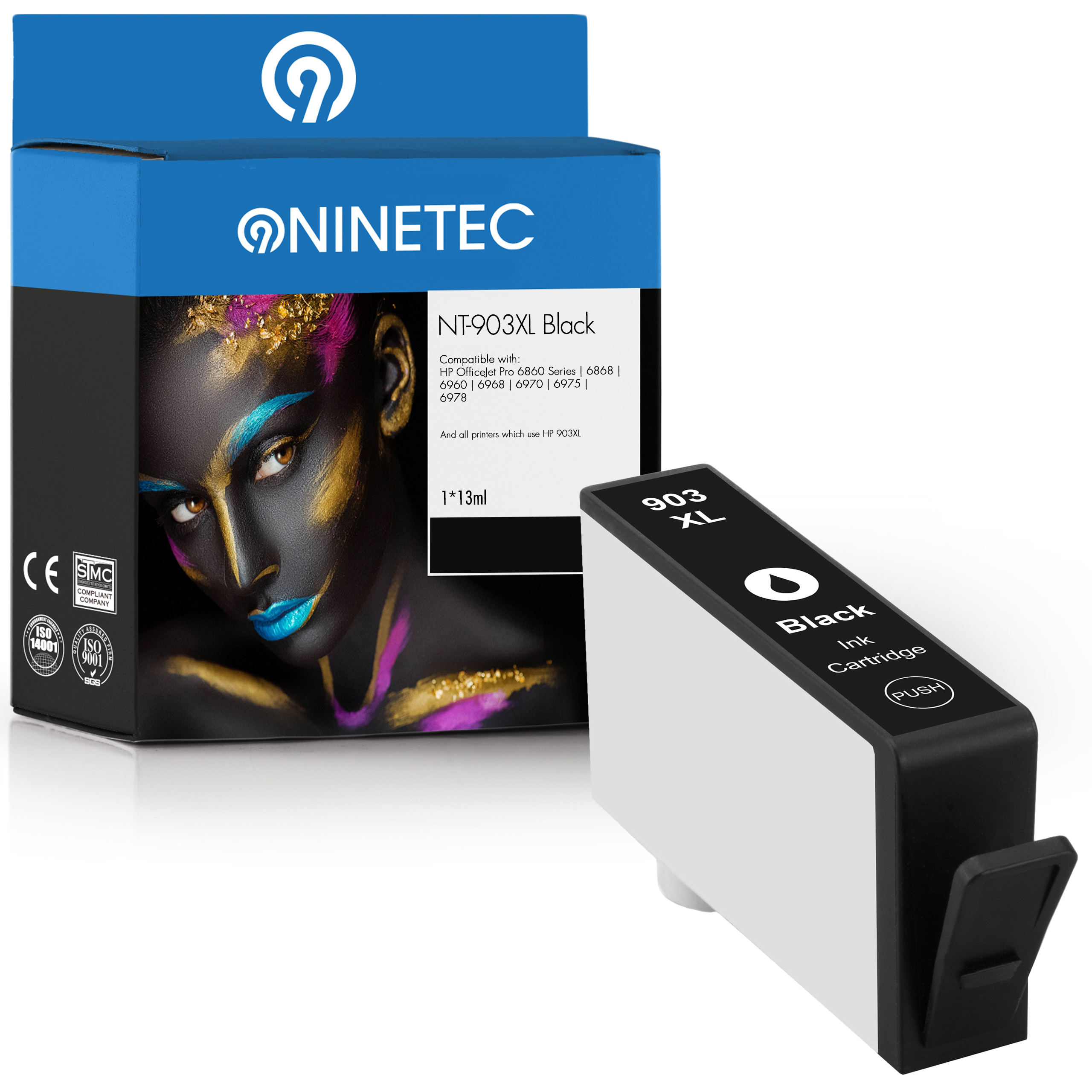 NINETEC 1 Patrone black ersetzt 903XL HP (T6M15AE) Tintenpatrone