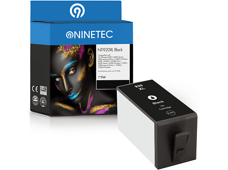 NINETEC 1 Patrone ersetzt HP 920XL Tintenpatrone black (CD 971 AE)