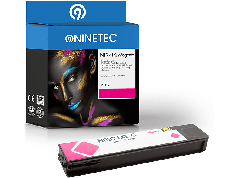 ersetzt HP magenta 627 NINETEC Tintenpatrone AE) 1 (CN 971XL Patrone