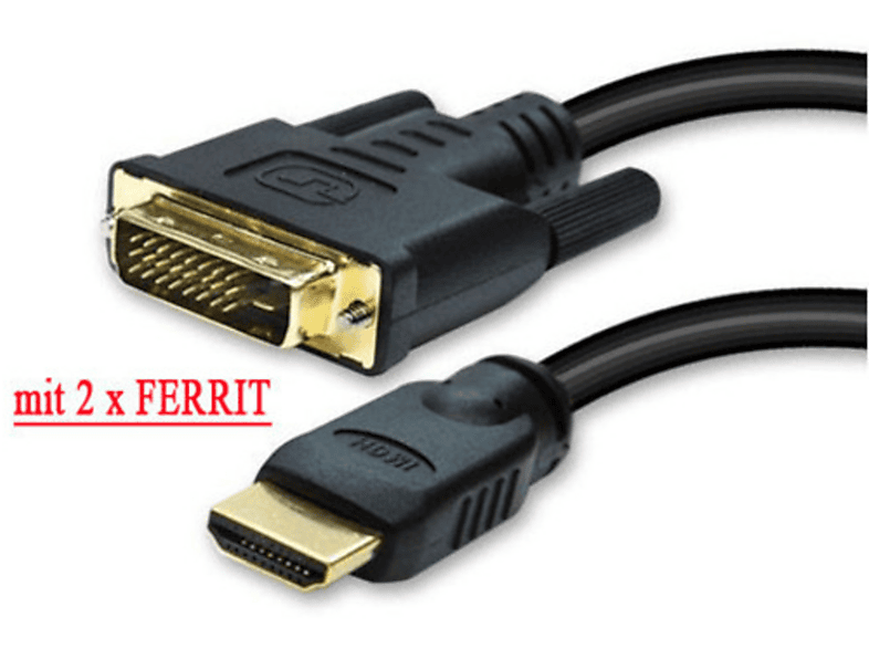 S/CONN MAXIMUM CONNECTIVITY HDMI Stecker / DVI-D 18+1 Stecker verg. Ferrit 2m HDMI Kabel