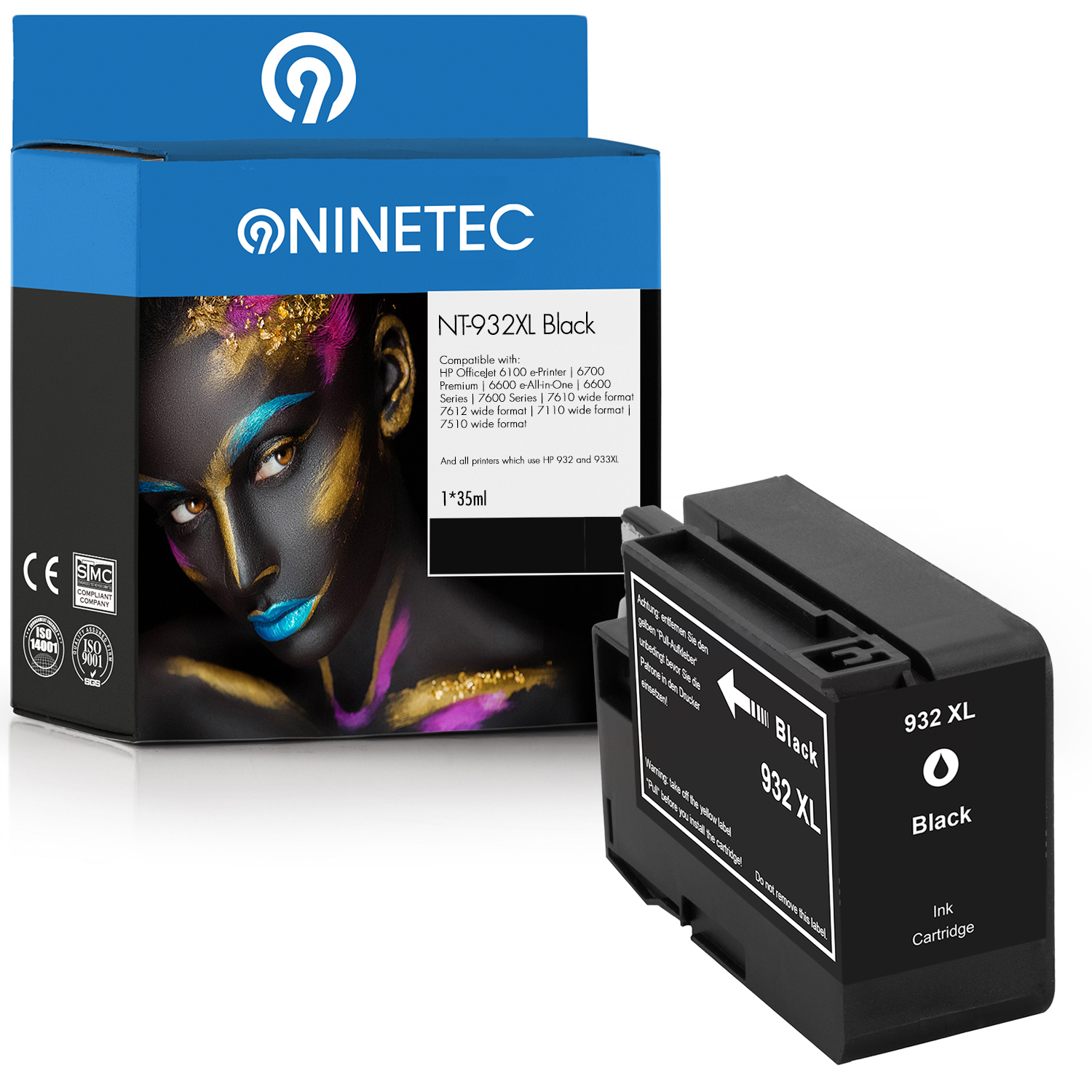 black NINETEC Tintenpatrone AE) (CN 932XL HP Patrone ersetzt 1 053