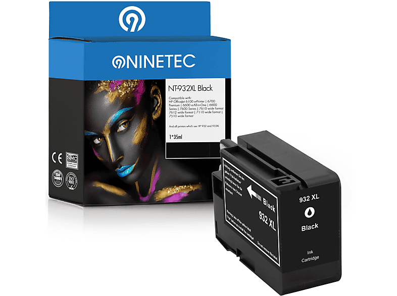 ersetzt NINETEC HP 053 932XL Tintenpatrone Patrone black AE) 1 (CN