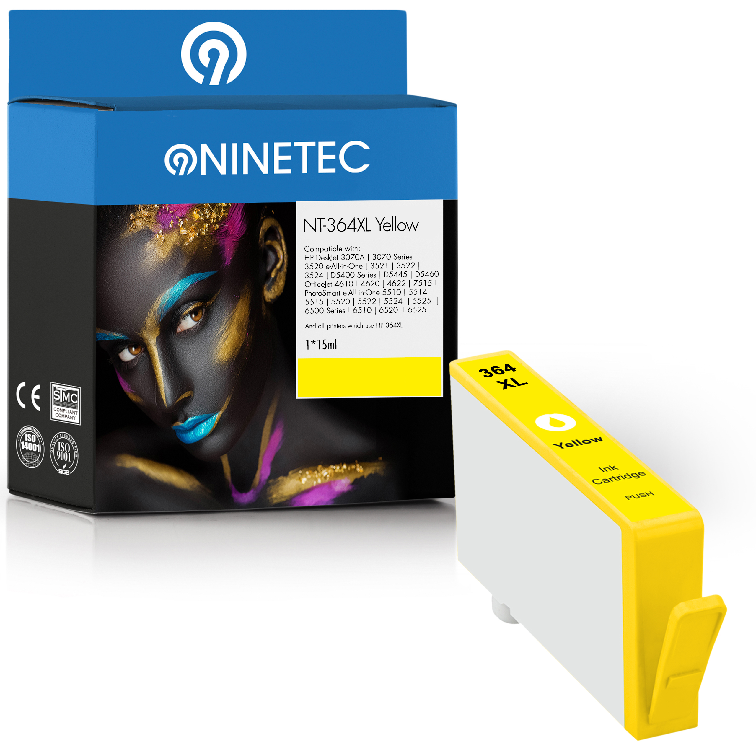 NINETEC 1 Patrone ersetzt HP Tintenpatrone (CB yellow 325 364XL EE)