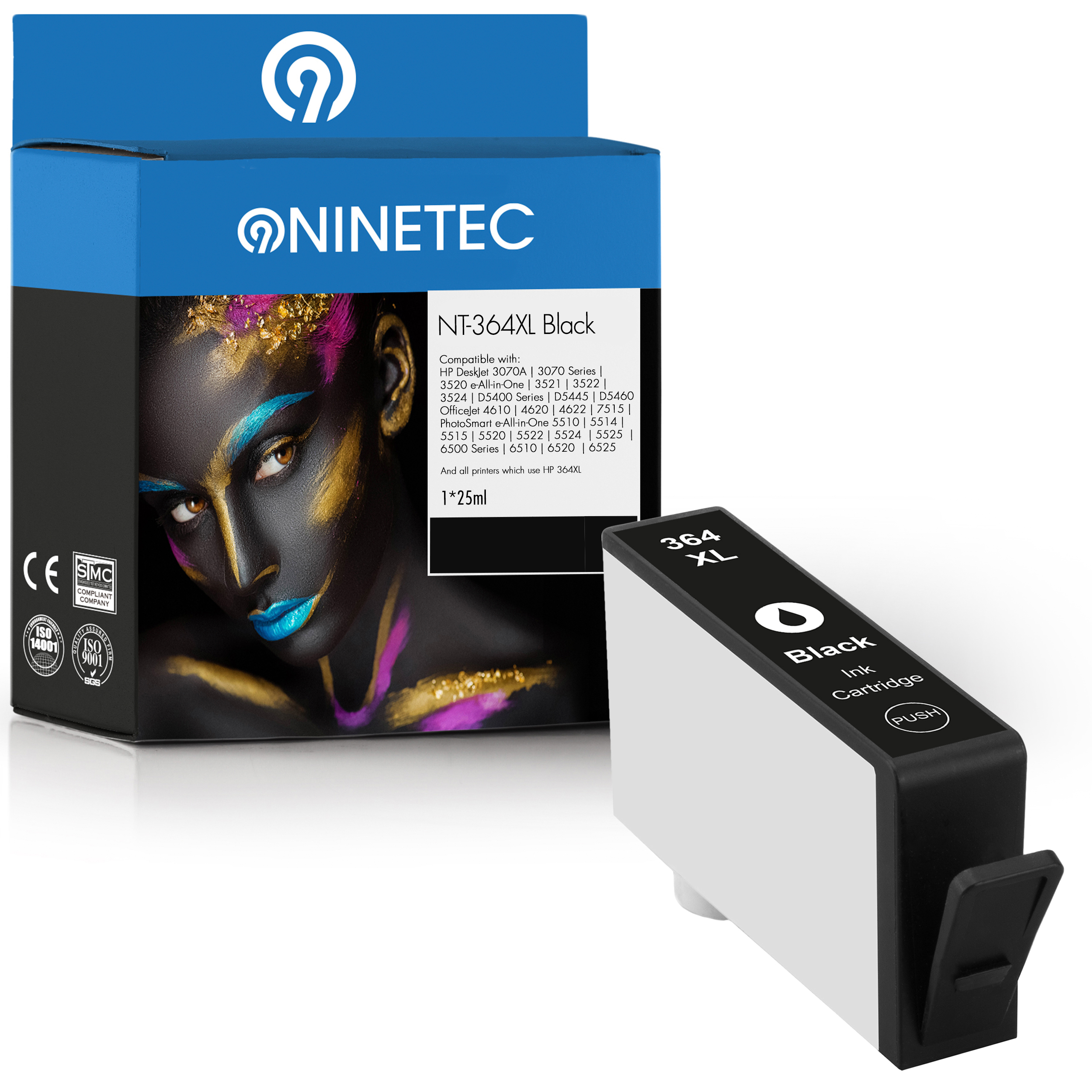 NINETEC 1 Patrone ersetzt HP 321 EE) (CB Tintenpatrone 364XL black
