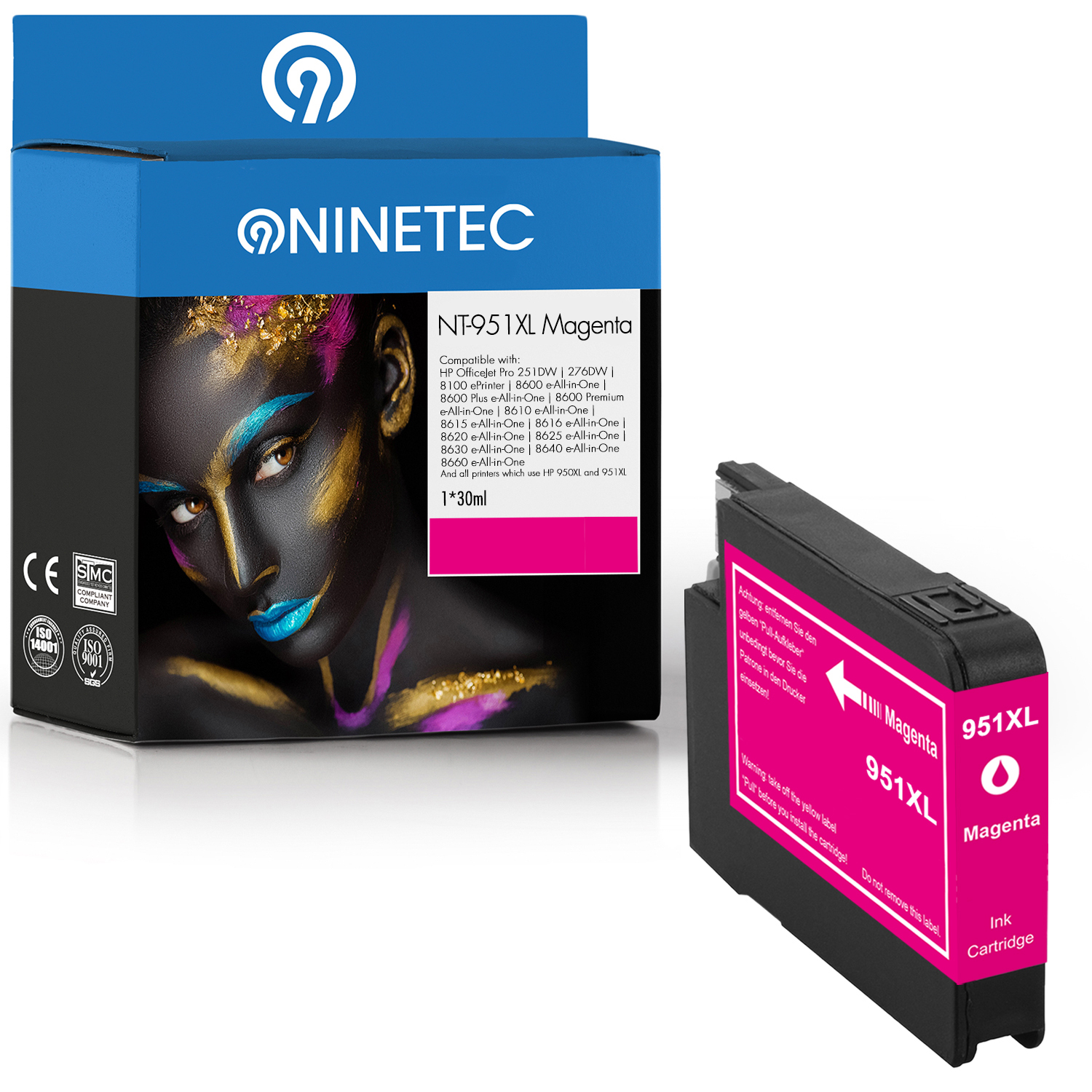 NINETEC 1 Patrone HP Tintenpatrone AE) (CN ersetzt 047 magenta 951XL