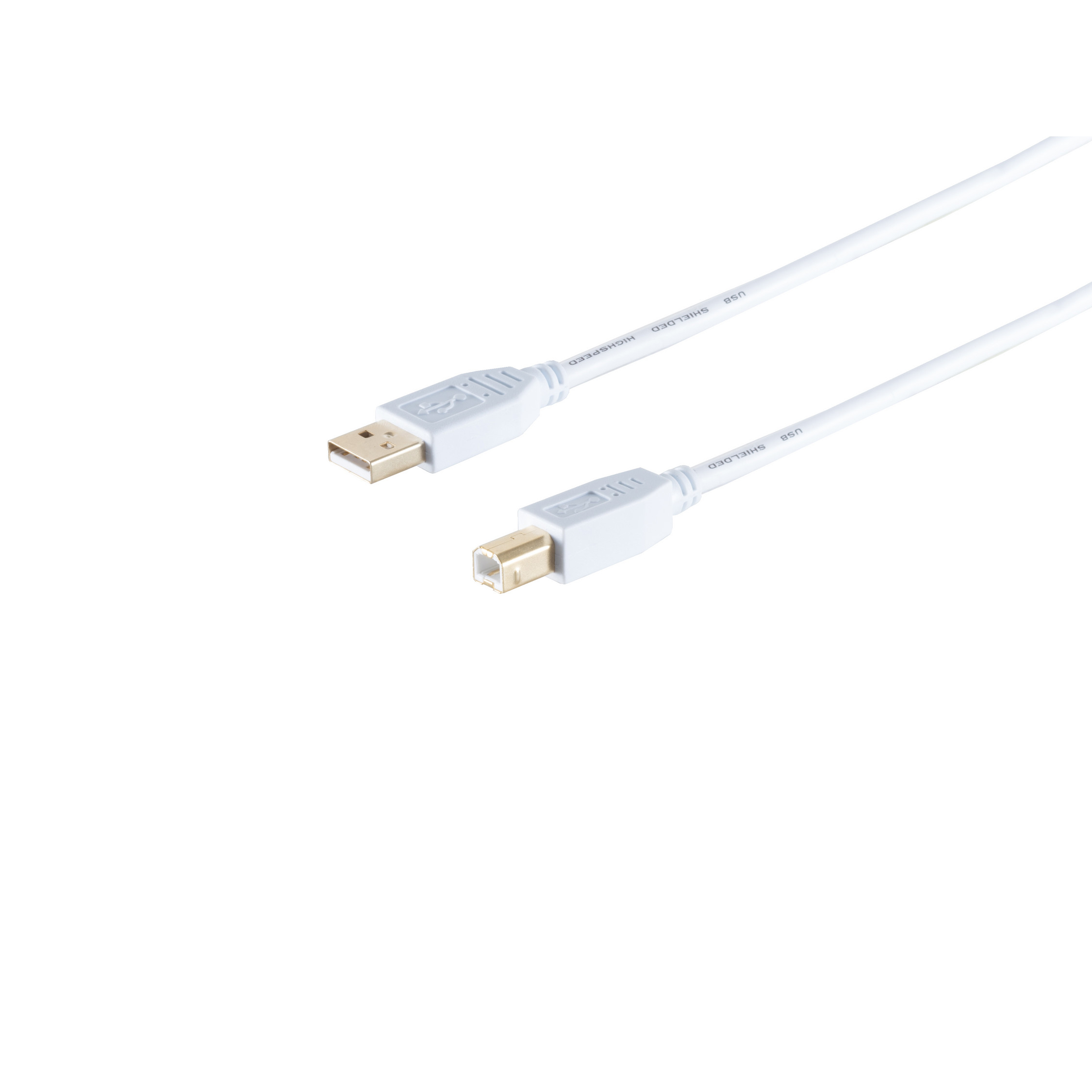 Speed High weiß, 1,0m 2.0, Stecker, USB Kabel, KABELBUDE Kabel 2.0 A/B USB USB