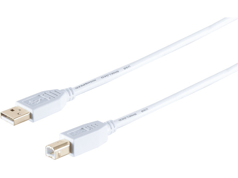 S/CONN MAXIMUM CONNECTIVITY USB High Speed 2.0 Kabel, A/B Stecker, USB 2.0, weiß, 1,0m USB Kabel
