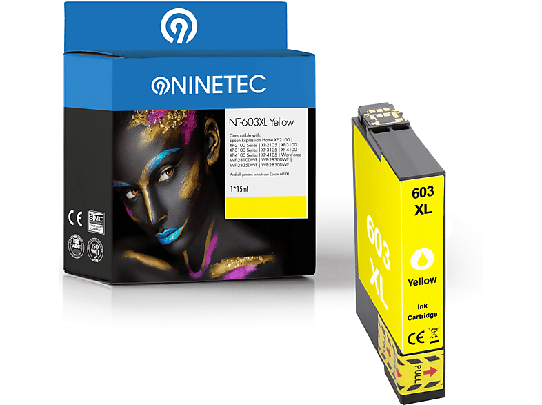 NINETEC 1 Patrone ersetzt Epson T (C Tintenpatronen yellow 03A44010) 13 603XL