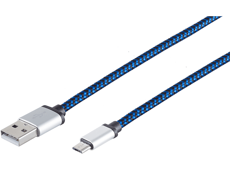 S/CONN MAXIMUM CONNECTIVITY USB-Ladekabel A Stecker auf Micro B, blau 0,3m USB Kabel