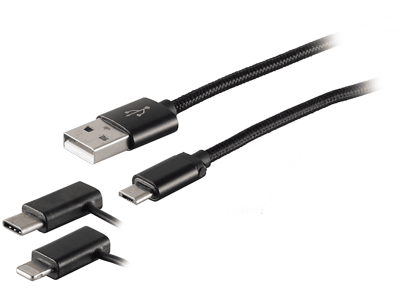 S/CONN MAXIMUM CONNECTIVITY 3in1 Ladekabel MicroB/ Typ C/ 8-pin Stecker 1m USB Kabel