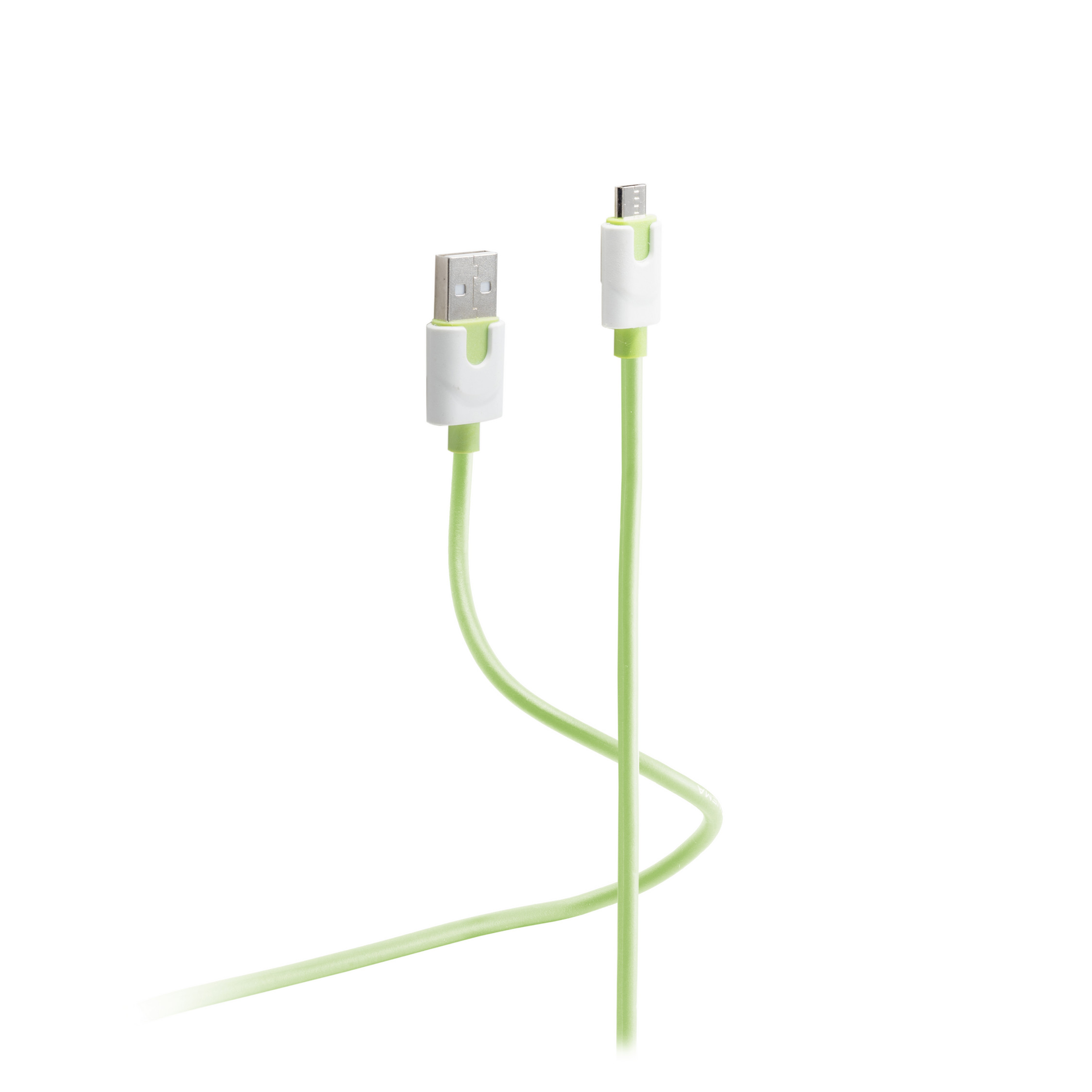 FLEXLINE auf Kabel grün A USB USB Stecker USB-Ladekabel Micro B, 0,9m