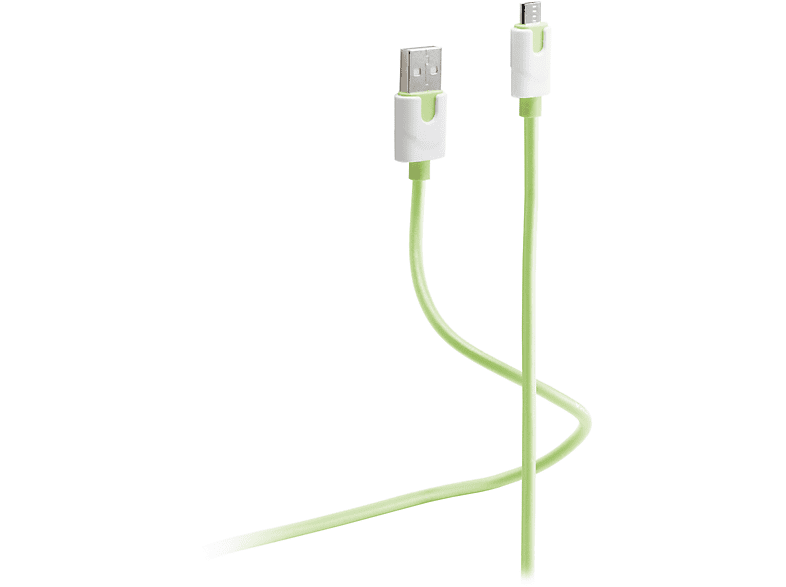 FLEXLINE USB-Ladekabel A Stecker auf Micro Kabel B, grün, USB 0,3m