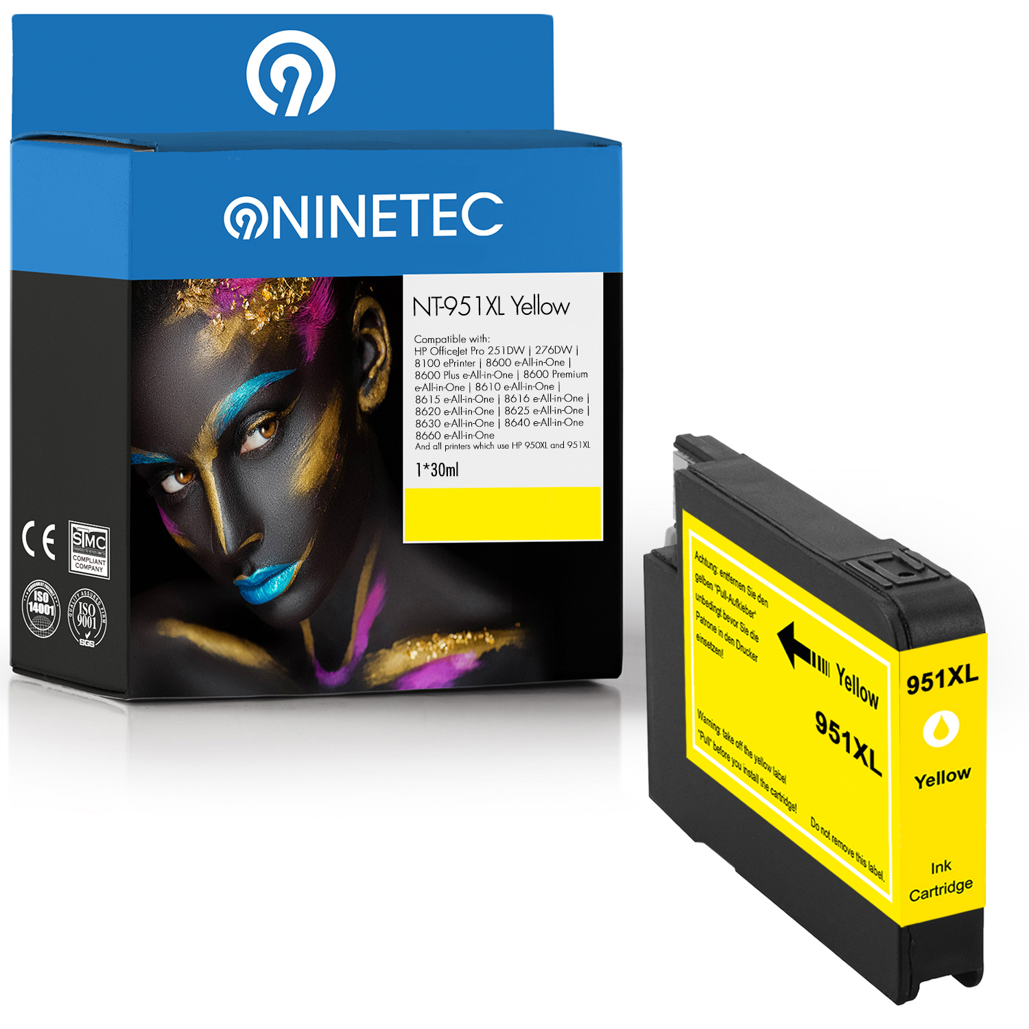 NINETEC 1 Patrone ersetzt HP yellow 048 Tintenpatrone 951XL AE) (CN
