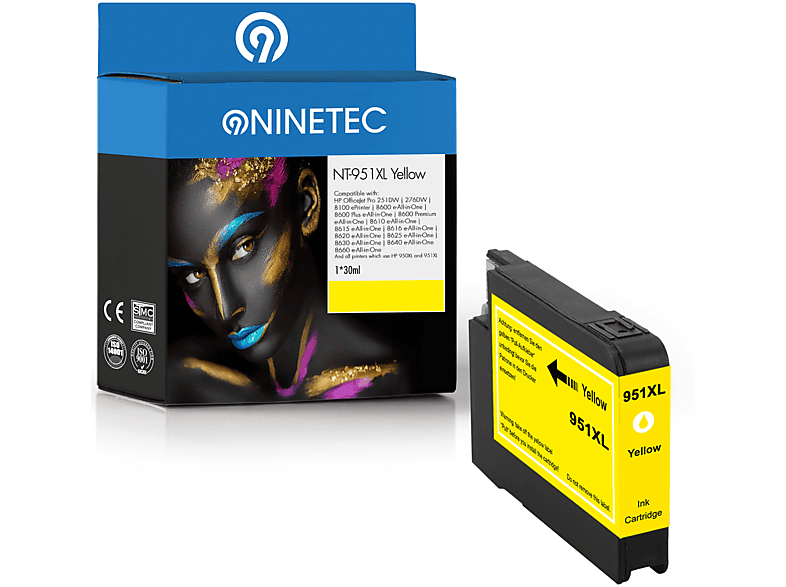 NINETEC 1 Patrone ersetzt HP 951XL Tintenpatrone yellow (CN 048 AE)