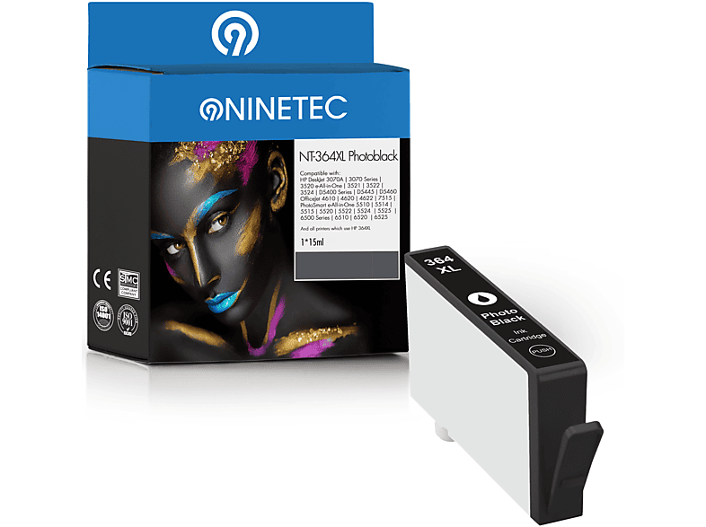 NINETEC 1 Patrone ersetzt HP 364XL Tintenpatrone photoblack (CB 322 EE)