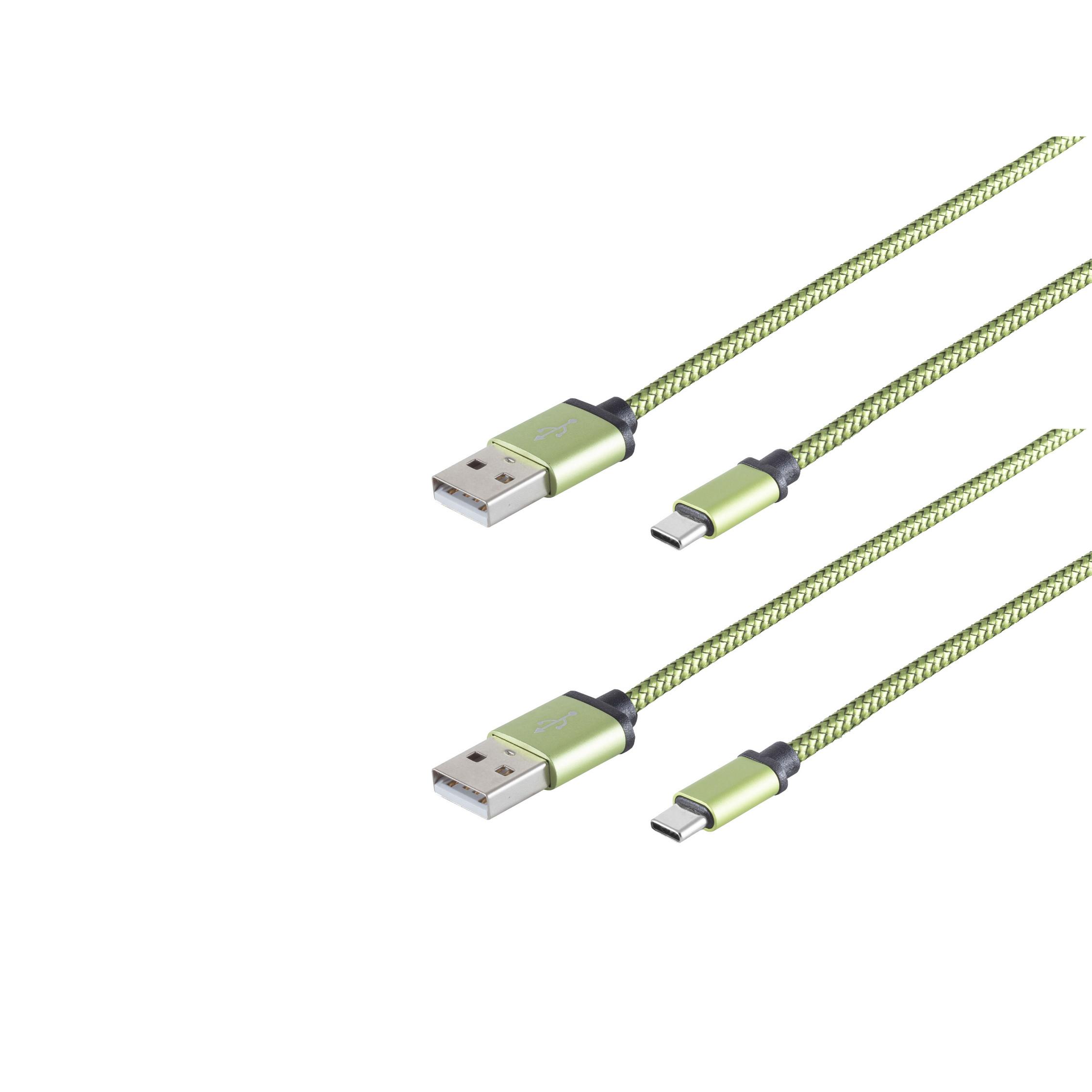 CONNECTIVITY USB 2x Typ MAXIMUM Kabel auf USB-Ladekabel 0,9m S/CONN C grün Stecker A USB