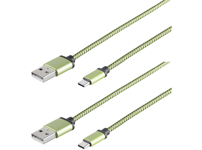 S/CONN MAXIMUM CONNECTIVITY 2x USB-Ladekabel A Stecker auf USB Typ C grün 0,9m USB Kabel