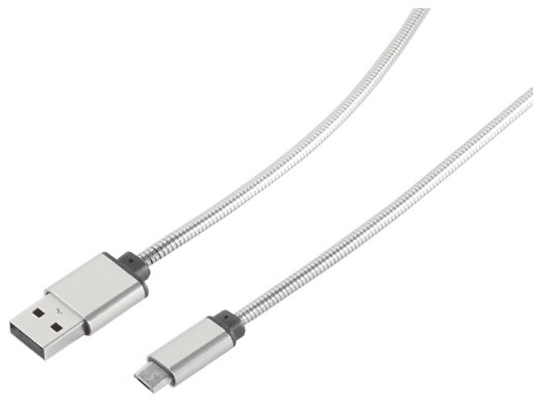 Kabel Kabel 1m USB Lade-Sync micro, MAXIMUM CONNECTIVITY USB A/ S/CONN Silber Steel USB