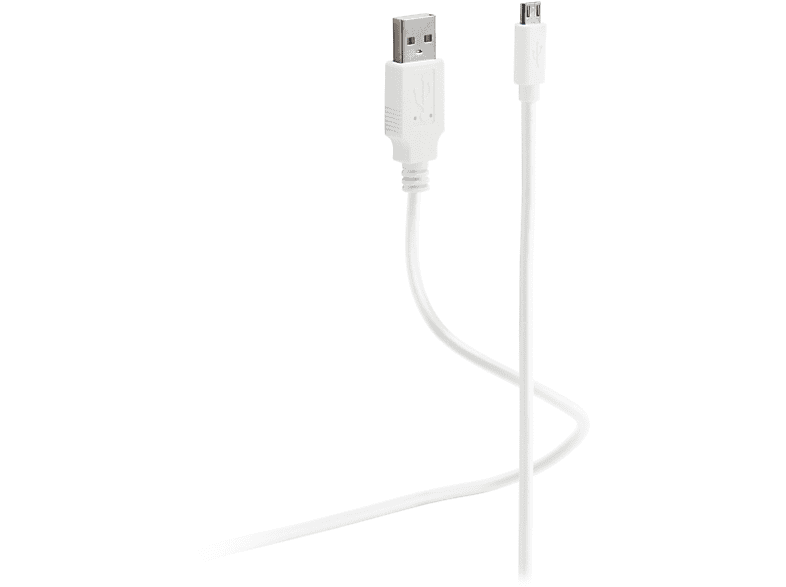 FLEXLINE USB-Lade-Synckabel USB A auf micro B weiß, 1,8m USB Kabel