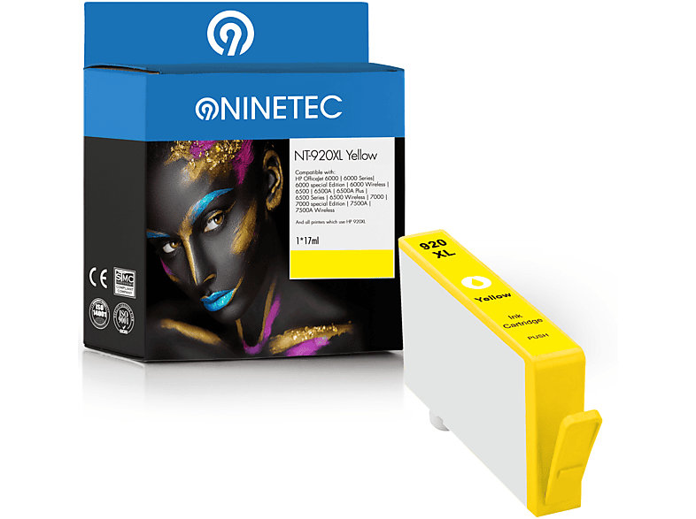 NINETEC 1 Patrone ersetzt HP 920XL Tintenpatrone yellow (CD 974 AE)