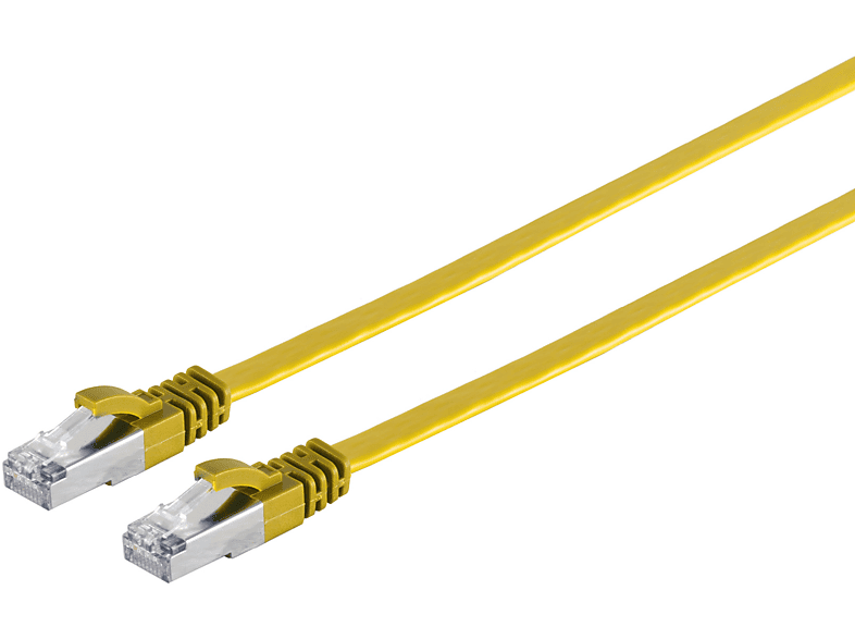 S/CONN MAXIMUM CONNECTIVITY RJ45 Flachkabel m. CAT 7 Rohkabel slim gelb 0,5m, Patchkabel RJ45, 0,50 m | Adapter & Netzwerkkabel