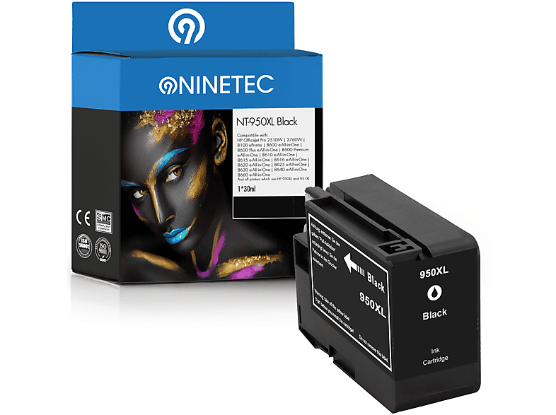 NINETEC 1 Patrone ersetzt HP 950XL Tintenpatrone black (CN 045 AE)