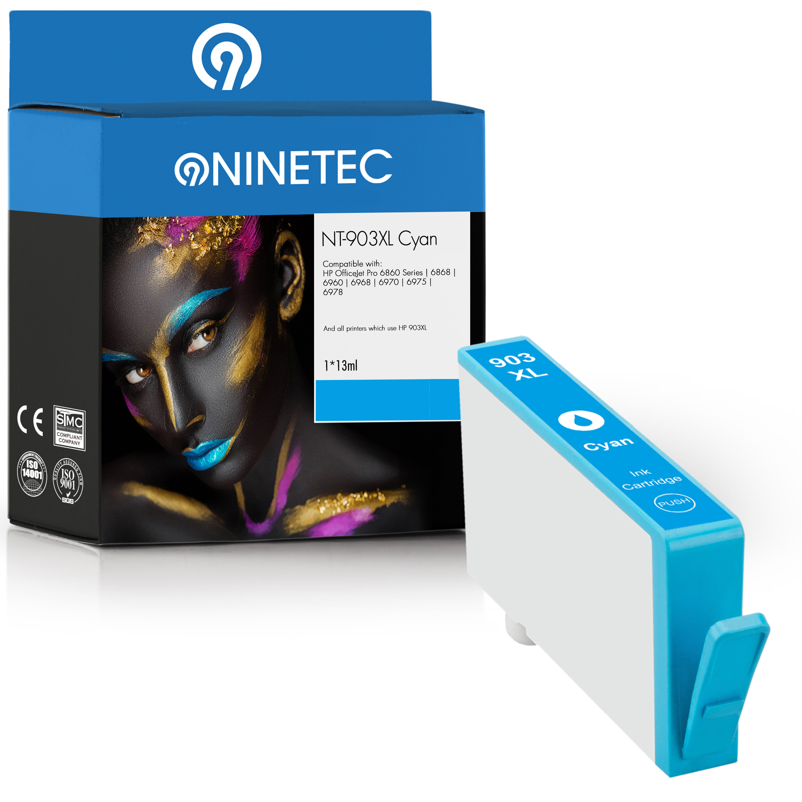 NINETEC 1 Patrone ersetzt HP Tintenpatrone cyan 903XL (T6M03AE)