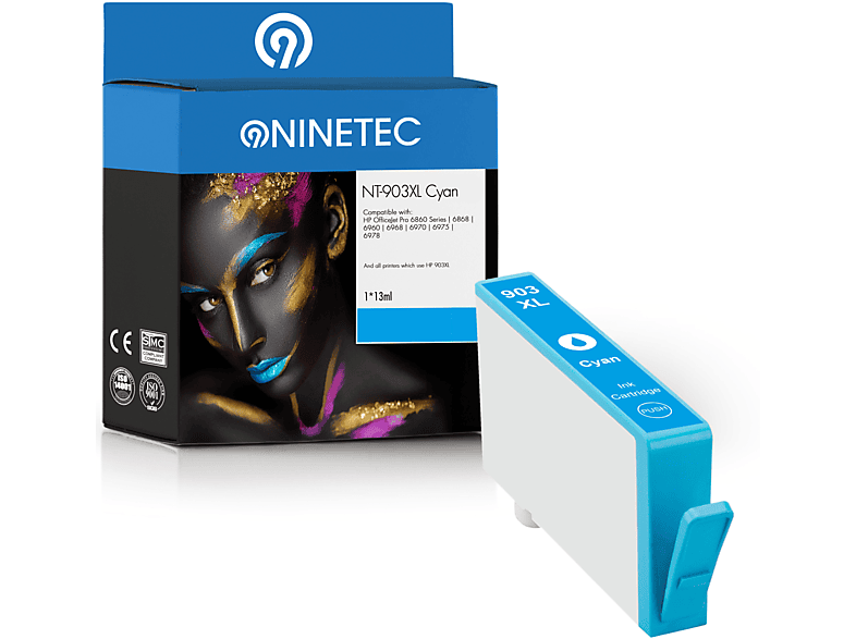 NINETEC 1 Patrone ersetzt HP 903XL Tintenpatrone cyan (T6M03AE)