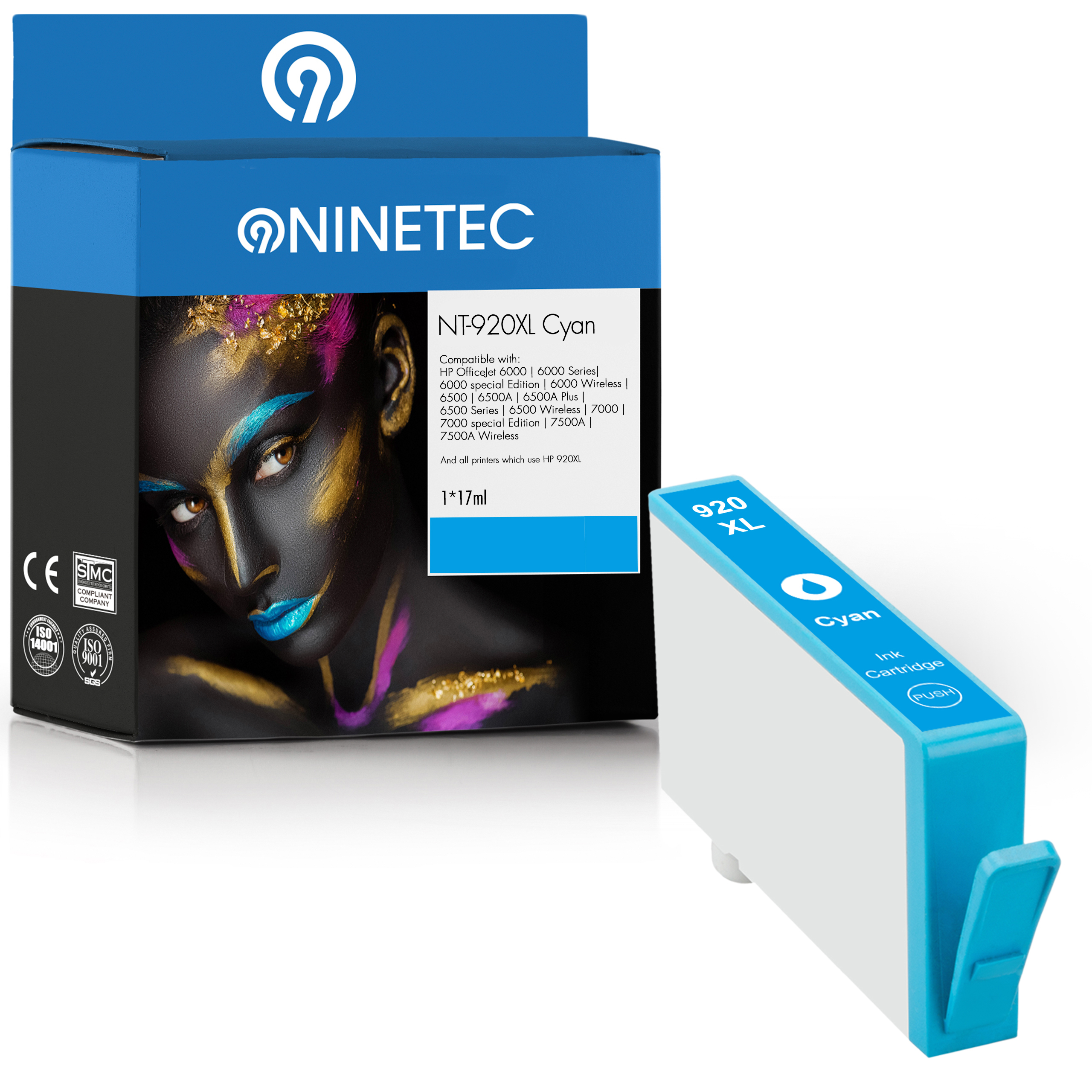 NINETEC 1 cyan ersetzt Patrone AE) 920XL Tintenpatrone 972 HP (CD