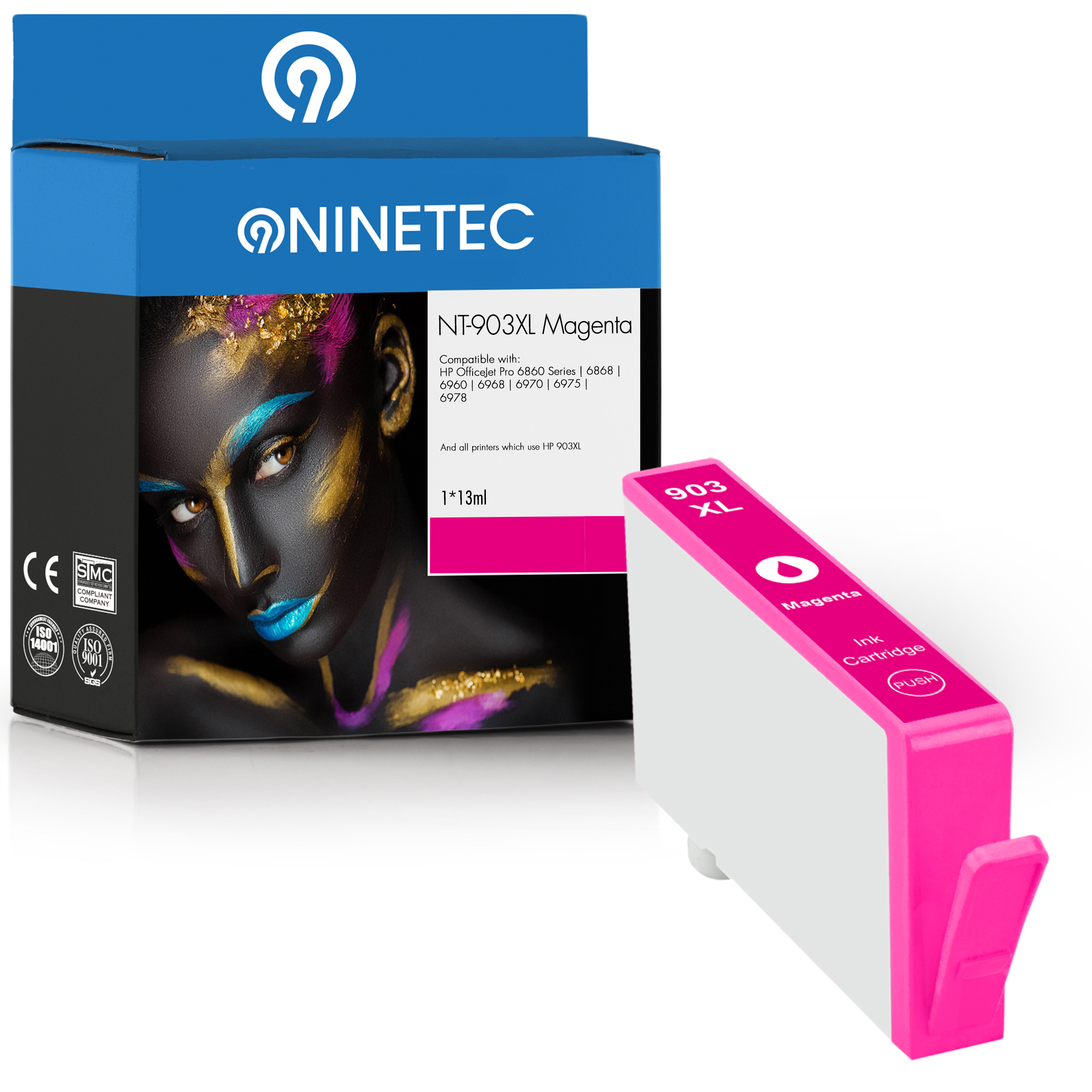 NINETEC 1 Patrone ersetzt HP Tintenpatrone (T6M07AE) magenta 903XL