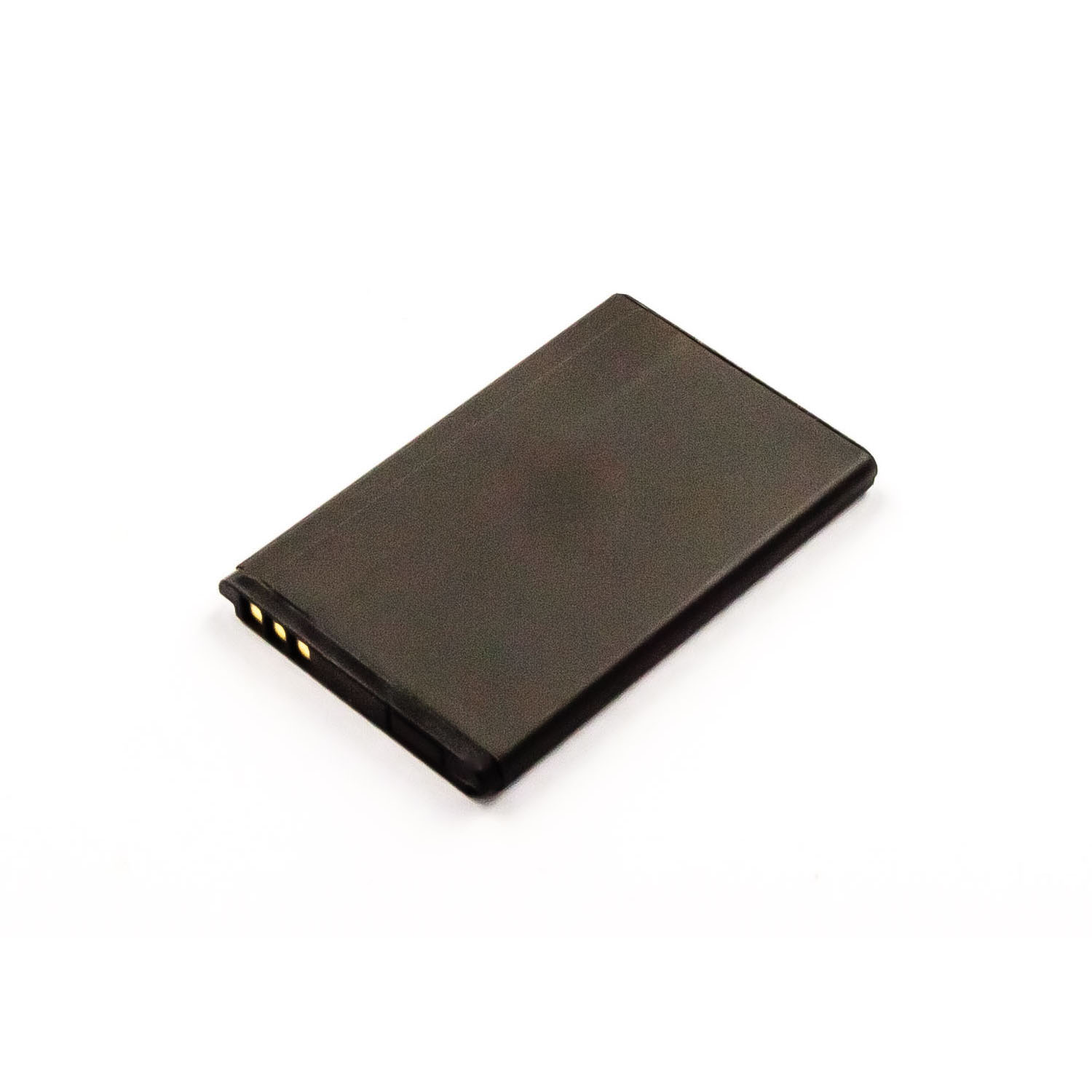 Eine schwarze rechteckige Batterie auf weißem Hintergrund.