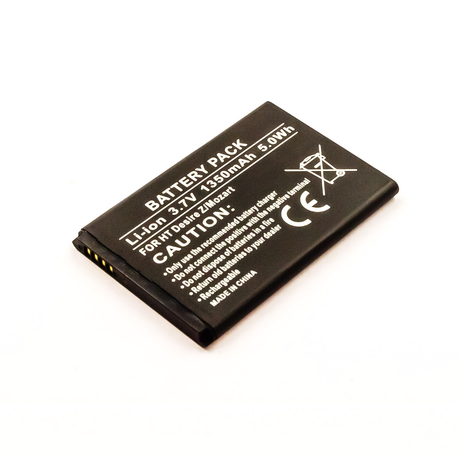 Schwarzes Akku-Pack mit weißem Text. Es steht 'Battery Pack' und eine Warnung darauf.