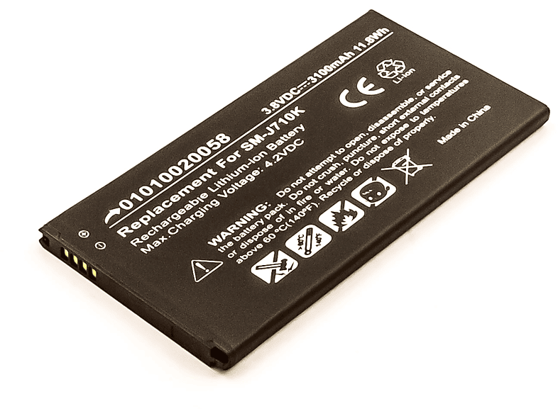 MOBILOTEC Akku kompatibel mit Samsung Galaxy J7 2016|SMJ-710F Li-Ion Akku, Li-Ion, 3.8 Volt, 3000 mAh