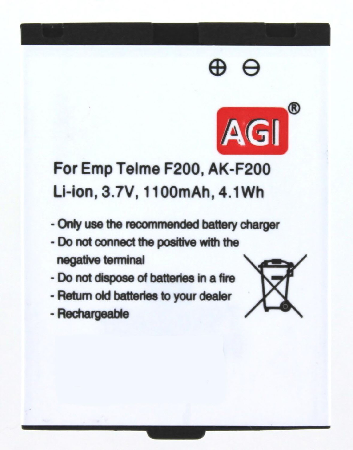 AGI Akku Li-Ion kompatibel Flip|Flip 1100 F210|F200 Li-Ion, mAh 3.7 F210 Emporia Volt, mit Telme Handy-/Smartphoneakku