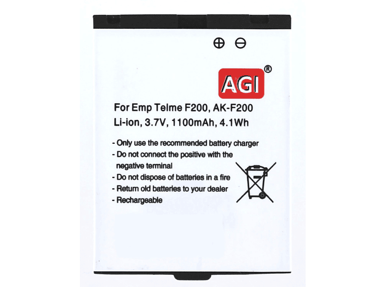 AGI Akku kompatibel mit Li-Ion Telme 1100 F210|F200 Li-Ion, Handy-/Smartphoneakku, Flip|Flip F210 mAh Volt, 3.7 Emporia