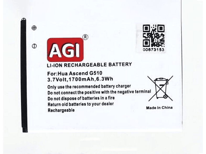 G510|Y210|C8813|T8951 3.7 mit 1300 Li-Ion MOBILOTEC Akku, kompatibel Akku Volt, Huawei Li-Ion, Ascend mAh