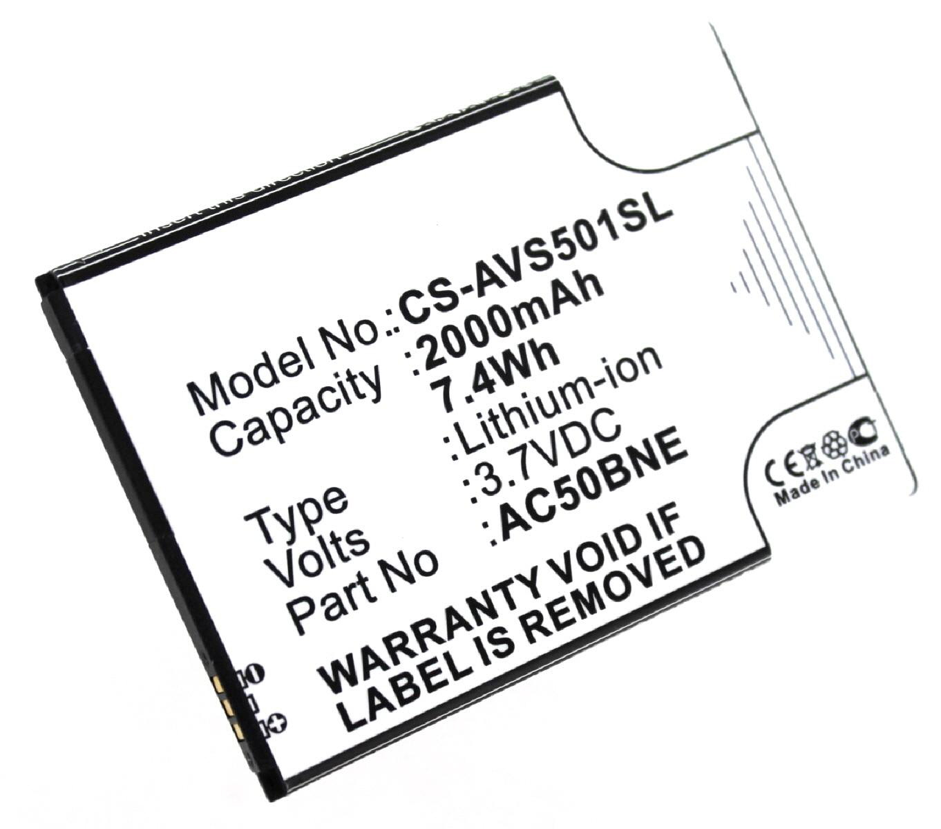 Ein weißes Batterieetikett mit Text: Modell, Kapazität, Typ, Volt und Teilenummer.