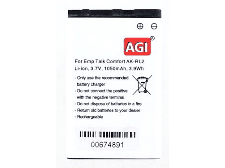 AGI Akku kompatibel mit Emporia Talk Comfort| Essence Plus Li-Ion Handy-/Smartphoneakku, Li-Ion, 3.7 Volt, 1050 mAh