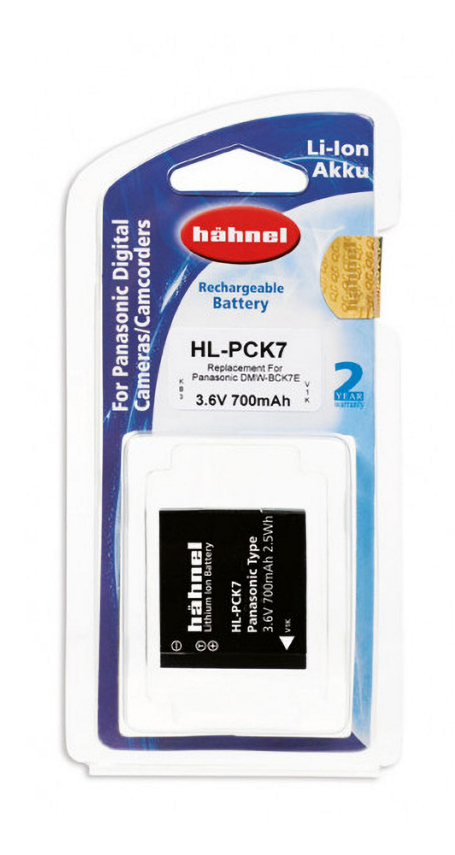 Panasonic Hähnel mAh Li-Ion kompatibel MOBILOTEC 700 3.7 Akku, DMW-BCK7E mit Volt, Li-Ion, Akku