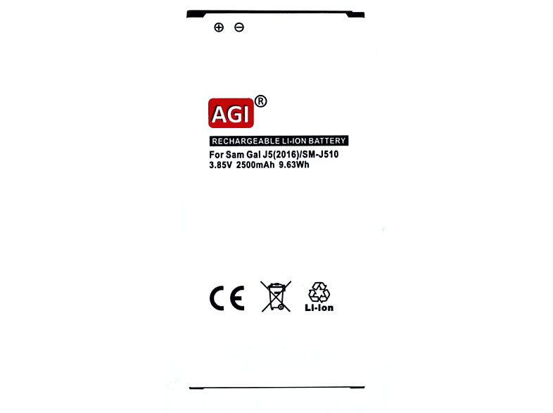 AGI Akku kompatibel mit EB-BJ510CBE mAh 2500 Li-Ion, 3.85 Volt, Samsung Handy-/Smartphoneakku, Li-Ion