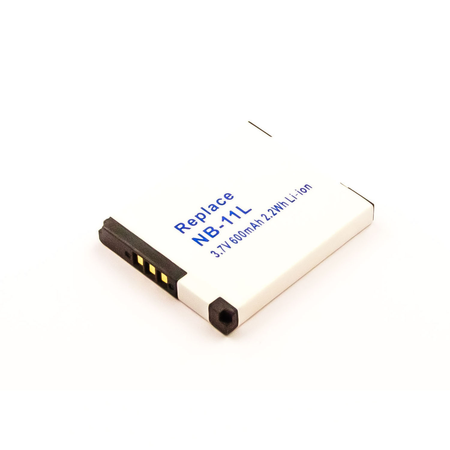 Weiße und blaue Batterie. Replace NB-11L Text ist sichtbar.