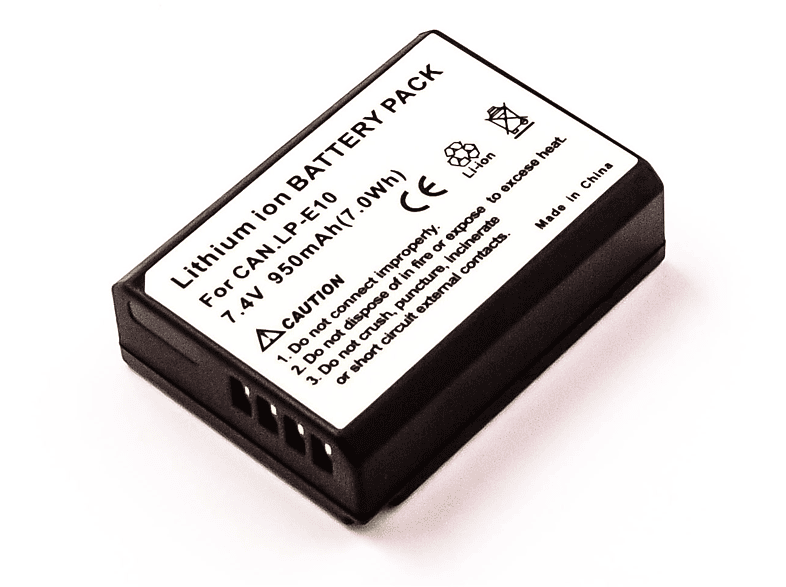 mAh 950 AGI Volt, mit Digitalkameraakku, Li-Ion kompatibel Li-Ion, Akku Canon 7.4 LP-E10